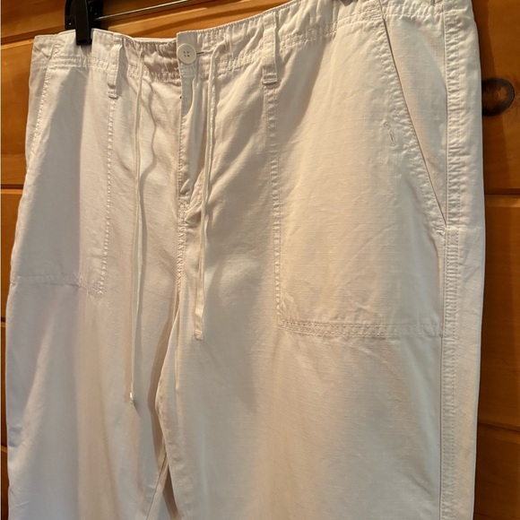 Calvin Klein 100% cotton, white cropped wide leg pants - Picture 2 of 13